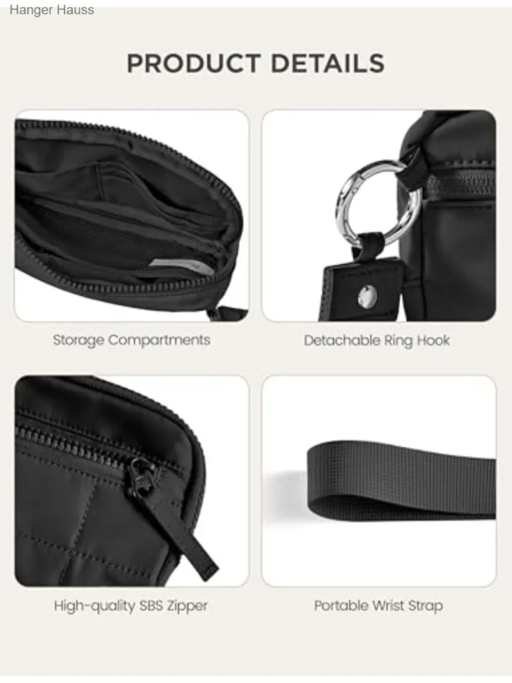 Quilted Wristlet Wallet RFID Blocking Phone Wallet with Zipper Card Holder